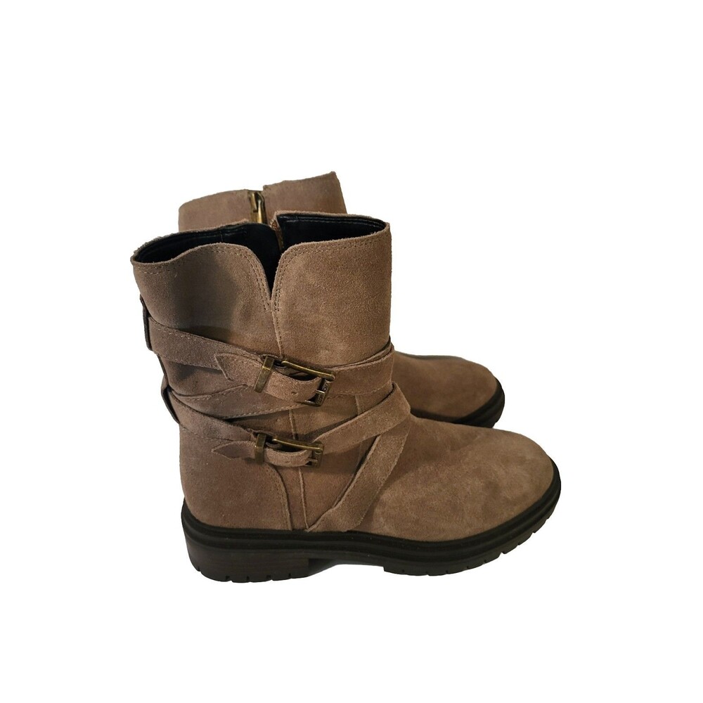 Vince Camuto Boots Women's Size 8 M Motorcycle Taupe Suede  New Belisha